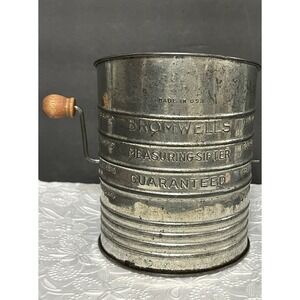 Bromwells Baker Measuring Sifter Vintage Metal Kitchen Decor '50s MCM Patina
